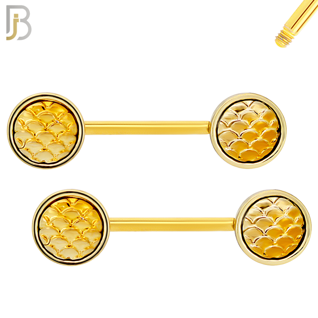 NP73 - 316L Surgical Steel Fish Scale Nipple Ring image 2