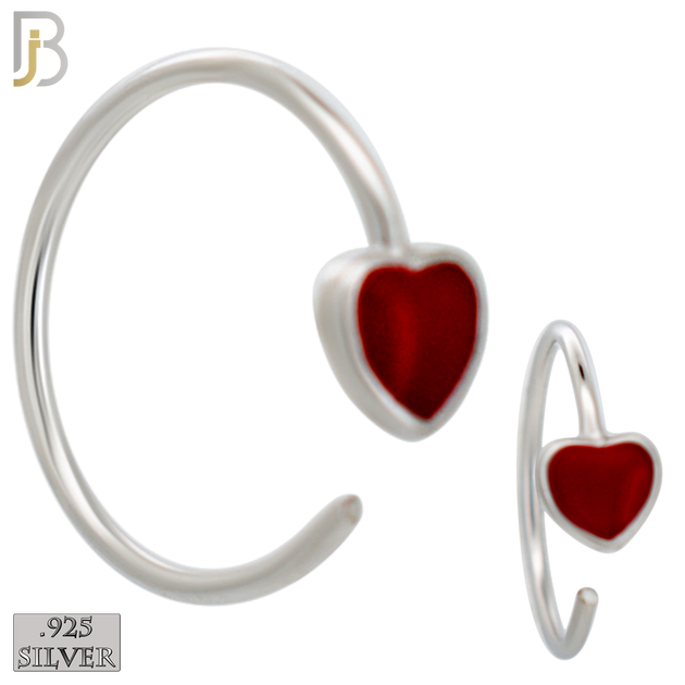 925-CT133-  925 Silver Heart Nose Hoops with Enamel - (Pack of 6) image 2