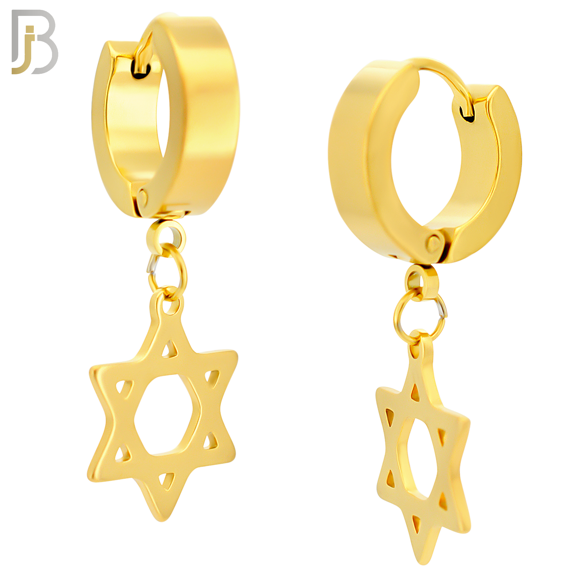 ES40 - 316L Stainless Steel Dangling Star of David  Design Huggies Clip On image 2