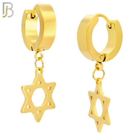 ES40 - 316L Stainless Steel Dangling Star of David  Design Huggies Clip On image 2