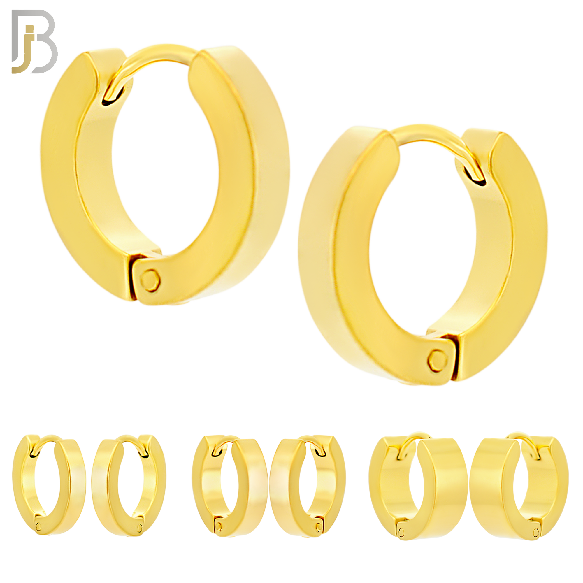 ES85G - 316L Stainless Steel Gold Plated Plain Design Huggies Clip On image 0