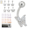 PK-NBMX3SG- 316L Surgical Steel All Butterfly Design Banana Belly Rings - Pack of 24 Pieces image 1