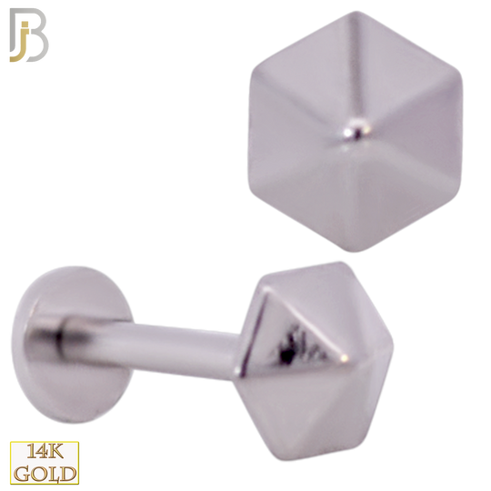 14-LB58 - 14k Solid Gold Plain Hexagon Spike Labret image 0