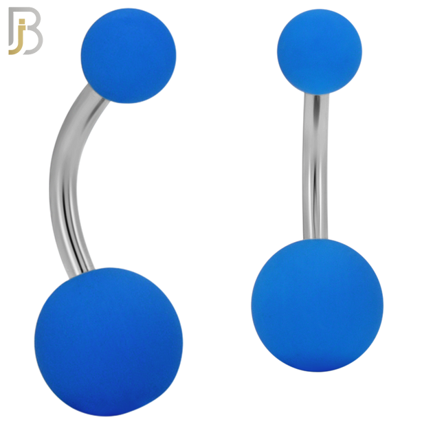 PK-NB102 - 316L Surgical Steel Different Color Balls Designs Banana Belly Ring Pack of 40 image 5