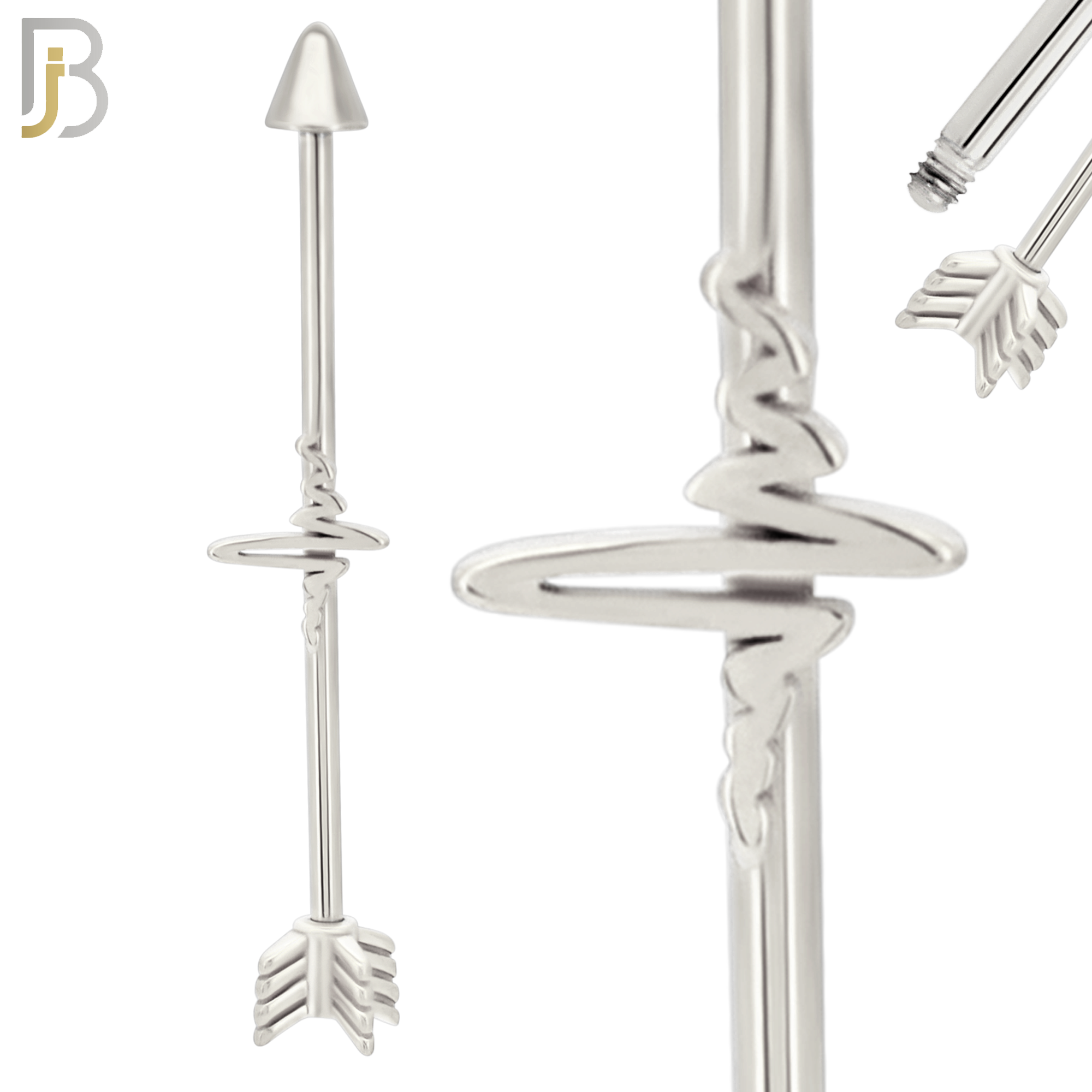 BB36 - 316L Surgical Steel Heartbeat Industrial Barbell (PACK OF 4) image 1