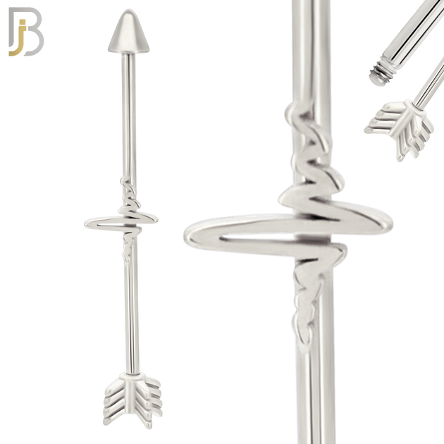 BB36 - 316L Surgical Steel Heartbeat Industrial Barbell (PACK OF 4) image 1