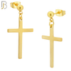 ES90 - 316L Stainless Steel Dangling 25x16mm Cross Design Earrings Stud image 3