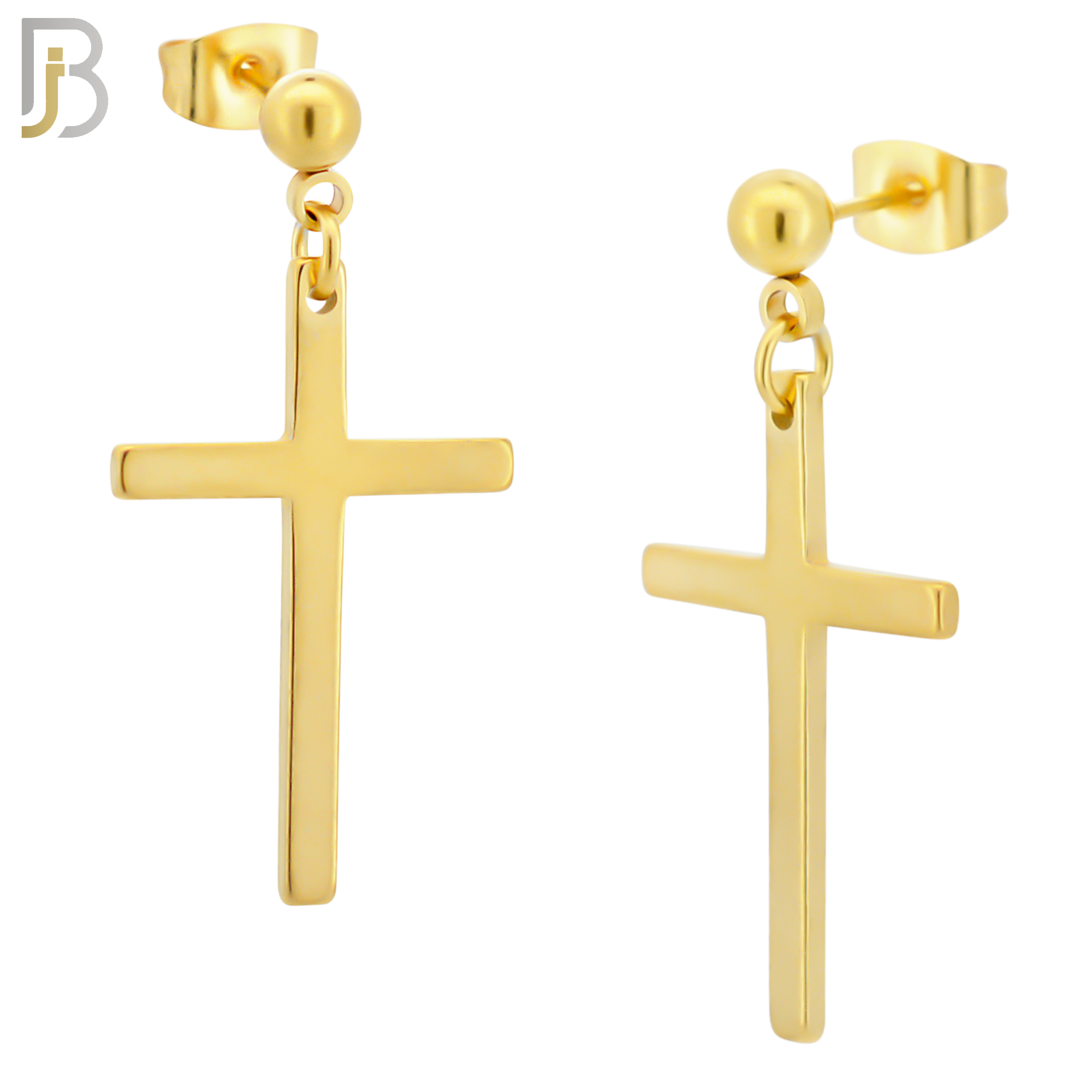 ES90 - 316L Stainless Steel Dangling 25x16mm Cross Design Earrings Stud image 3