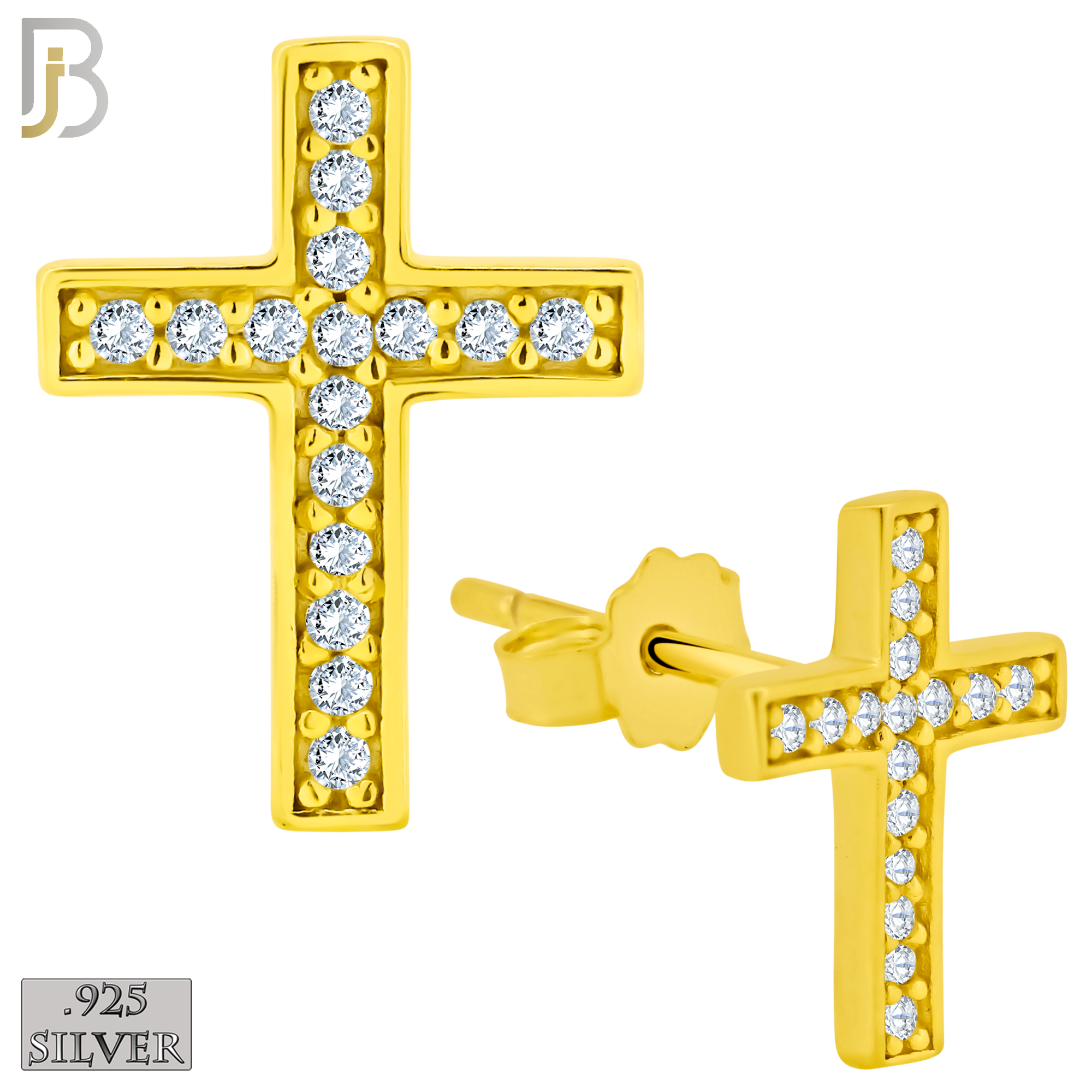 925-ES368 - .925 Sterling Silver Cross Stud Earrings image 2