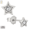 925-ES81 - .925 Sterling Silver Star Design with Zircon Design Earring Stud image 1