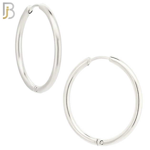 ES95S - 316L Stainless Steel 2mm Thickness Plain Hoops Design Huggies Clip On - 20mm image