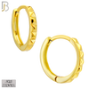 925-ES453 - 925 Sterling Silver Plain Beveled Edge Design Huggies Hoop Earrings image 2
