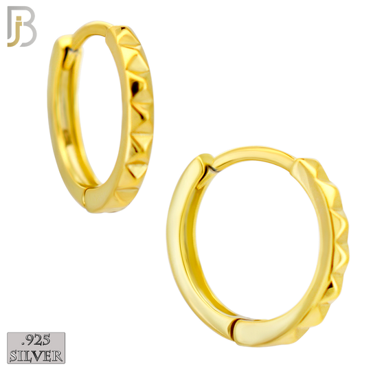 925-ES453 - 925 Sterling Silver Plain Beveled Edge Design Huggies Hoop Earrings image 2
