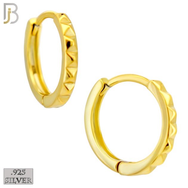 925-ES453 - 925 Sterling Silver Plain Beveled Edge Design Huggies Hoop Earrings image 2