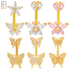 PK-NB60M - 316L Surgical Steel All Butterfly Design Banana Belly Ring - Pack of 24 image 2