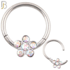 CT98 - 316 Stainless Steel Flower Hinged Hoop Nose Ring (PACK OF 6) image 2