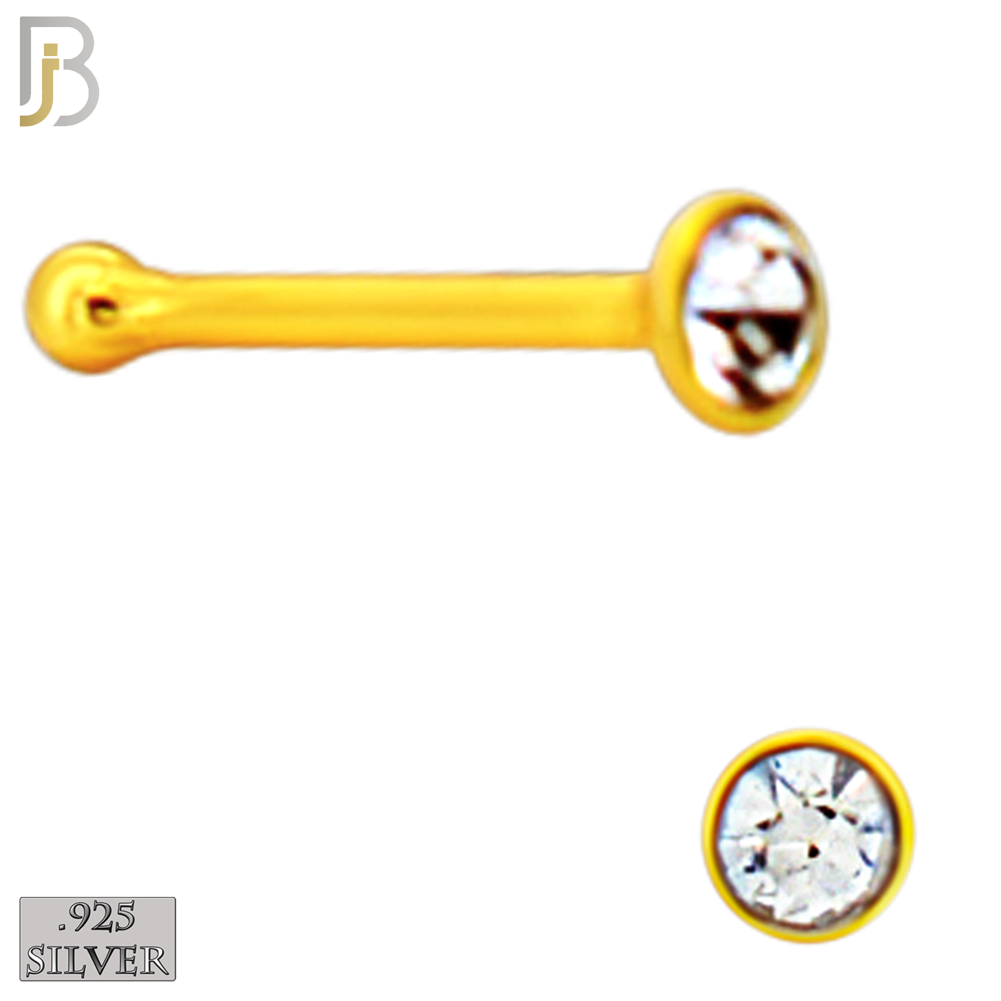 925-PK-NR08BY - 120 pcs, 18k Gold Plated Sterling Silver Nose Bones, 22g Thickness,  Assorted Shapes Tops Packages image 7