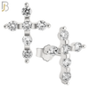 925-ES231 – .925 Sterling Silver Cross Earring Stud with Zircon image 1
