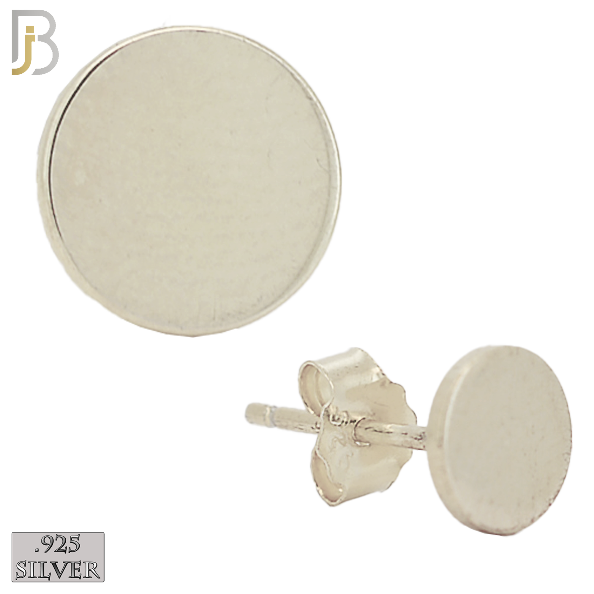 925-ES63 - .925 Sterling Silver Concave Round Plain Design Earring Stud image
