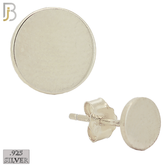 925-ES63 - .925 Sterling Silver Concave Round Plain Design Earring Stud image