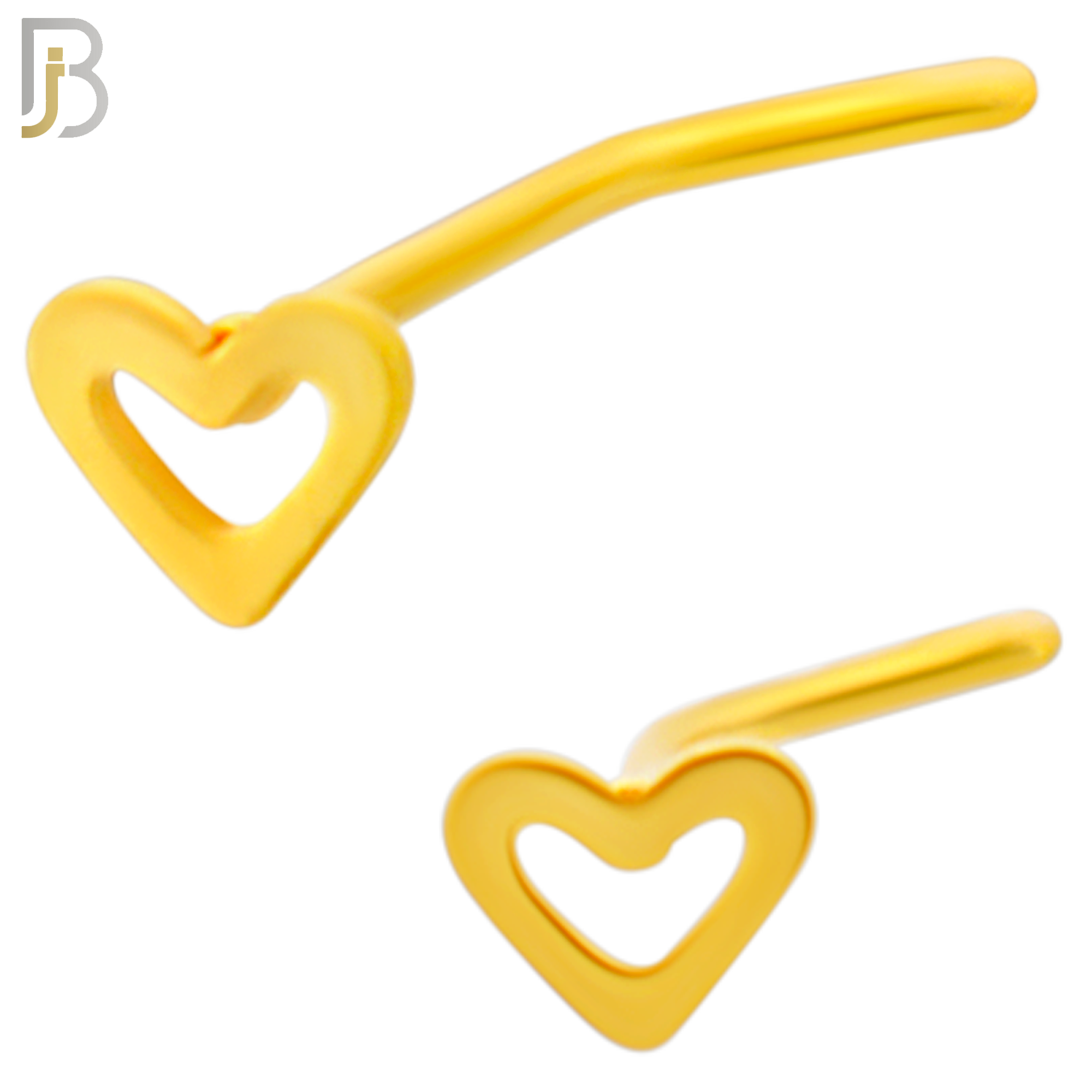 NR37L - 316L Surgical Steel L-Shape Nose Ring Plain Hollow Heart Design (PACK OF 6) image 2