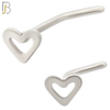 NR37L - 316L Surgical Steel L-Shape Nose Ring Plain Hollow Heart Design (PACK OF 6) image 1