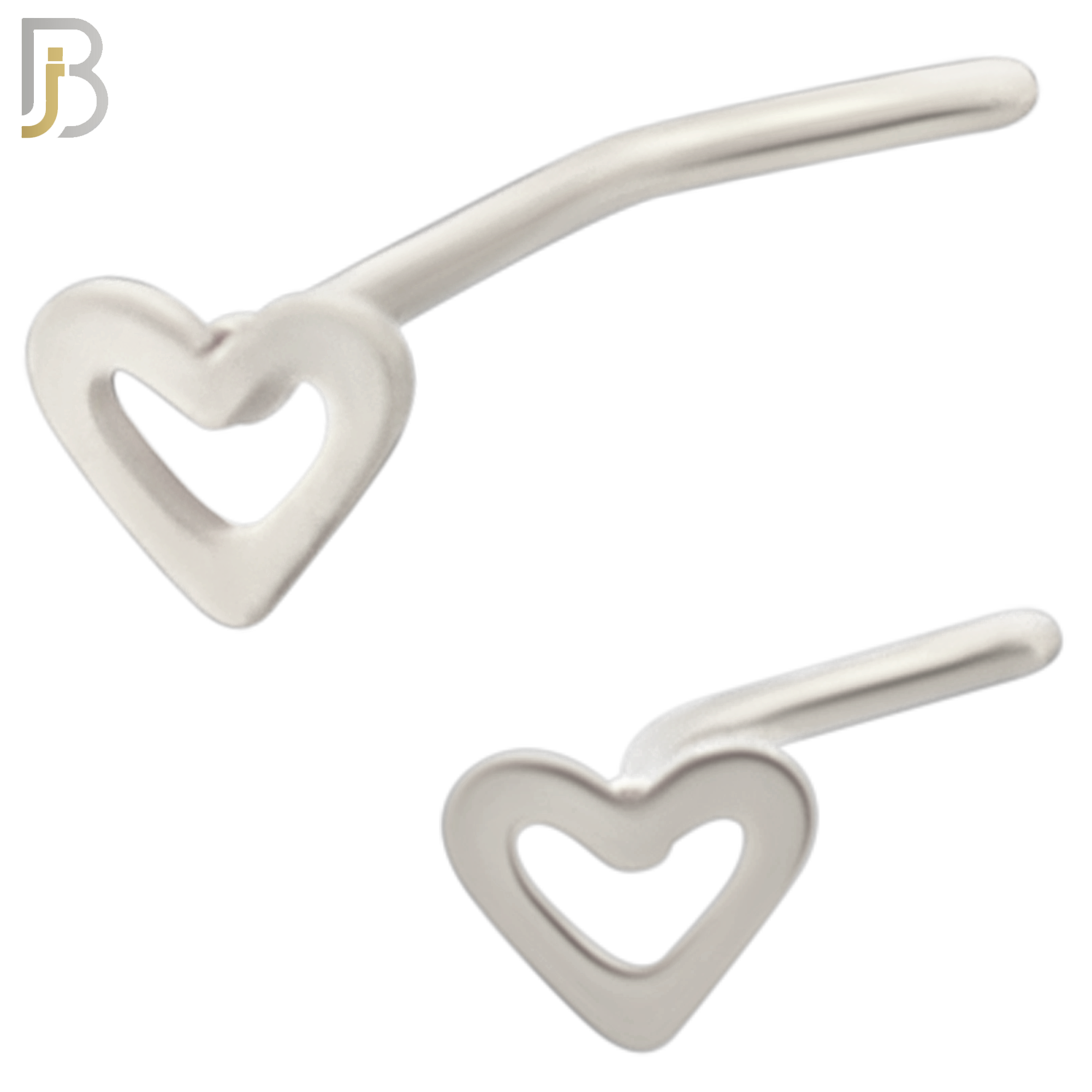 NR37L - 316L Surgical Steel L-Shape Nose Ring Plain Hollow Heart Design (PACK OF 6) image 1