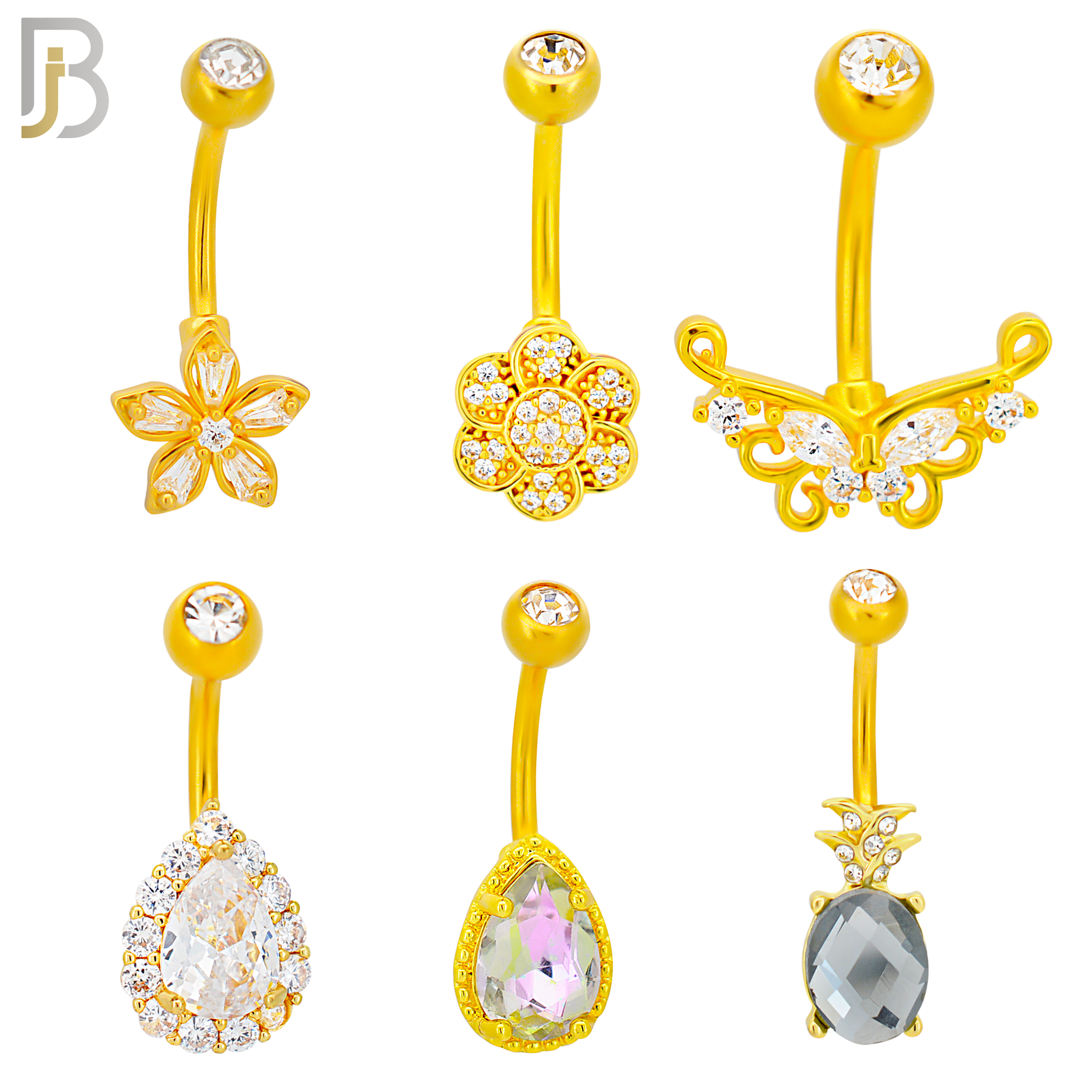 PK-NB87M - 316L Surgical Steel Different Designs Banana Navel - Pack of 24 image 2