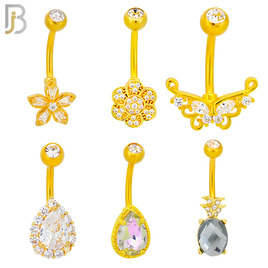 PK-NB87M - 316L Surgical Steel Different Designs Banana Navel - Pack of 24 image 2