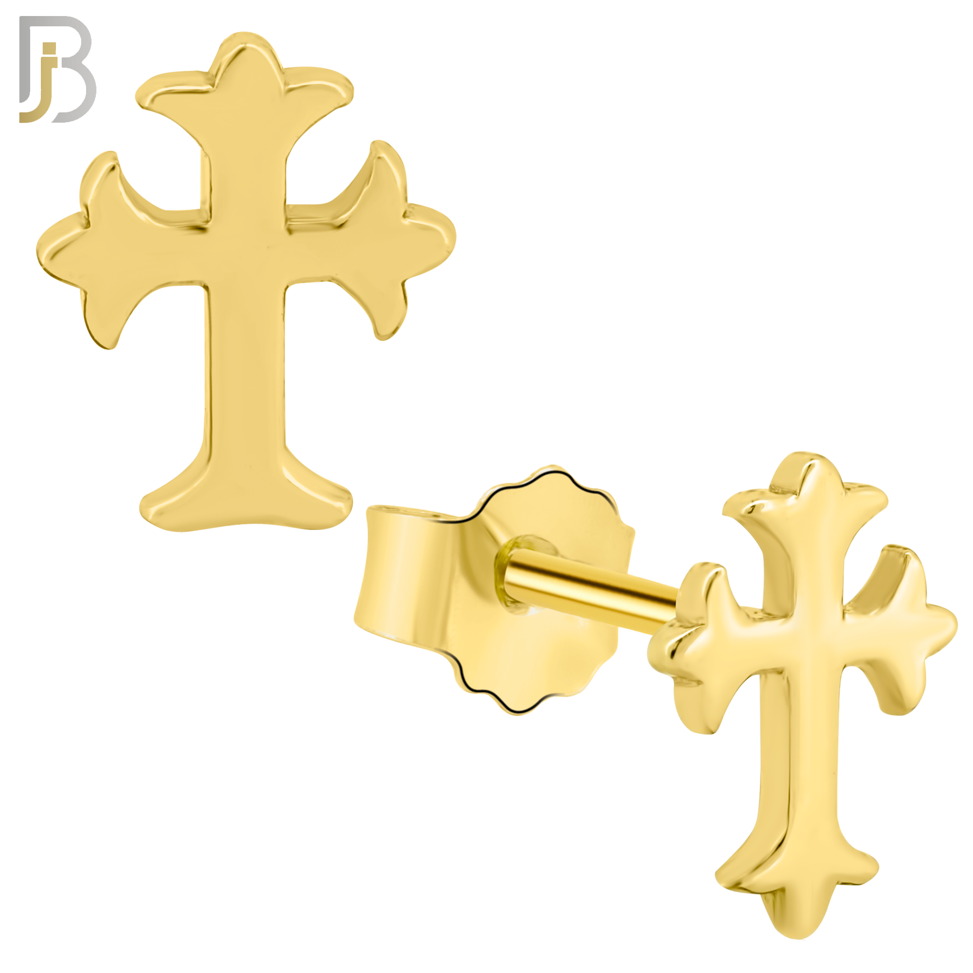 925-ES23 - .925 Sterling Silver Cross Design Earrings Studs image 2