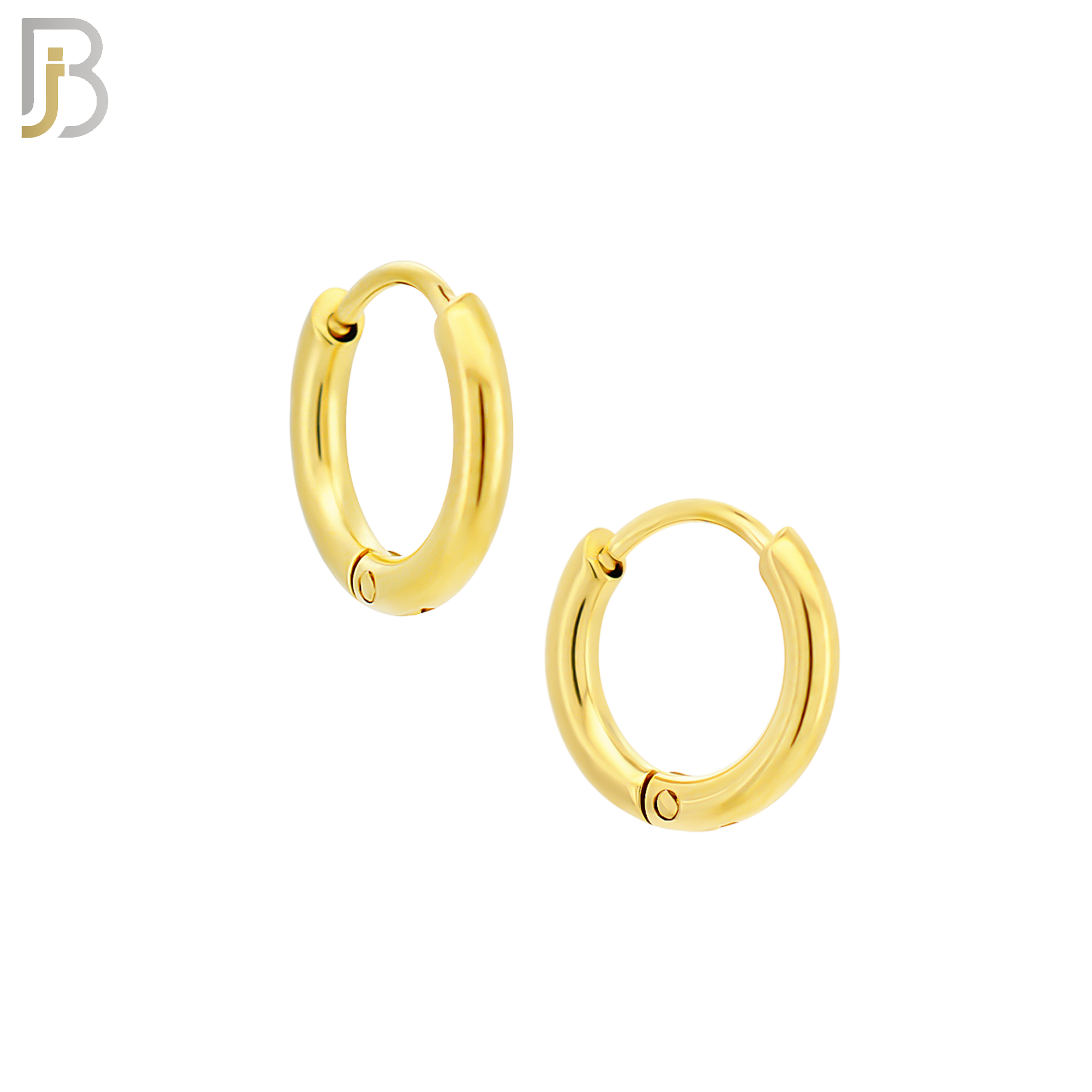 ES95G - 316L Stainless Steel Gold Plated 2mm Thickness Plain Hoops Design Huggies Clip On image 1