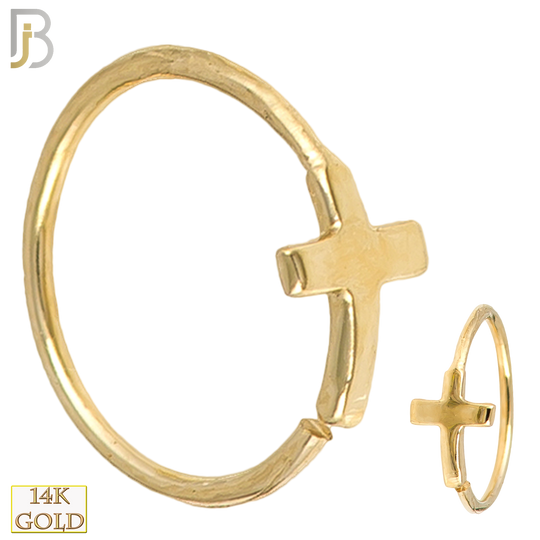 14-CT22 - 14k Solid Gold Cross Design Nose Piercing Twist to Open image 0