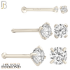 14-NR01D – 20g 14k Solid Gold Prong Setting  Round SI1 Real Diamond Nose Ring Bone image 1
