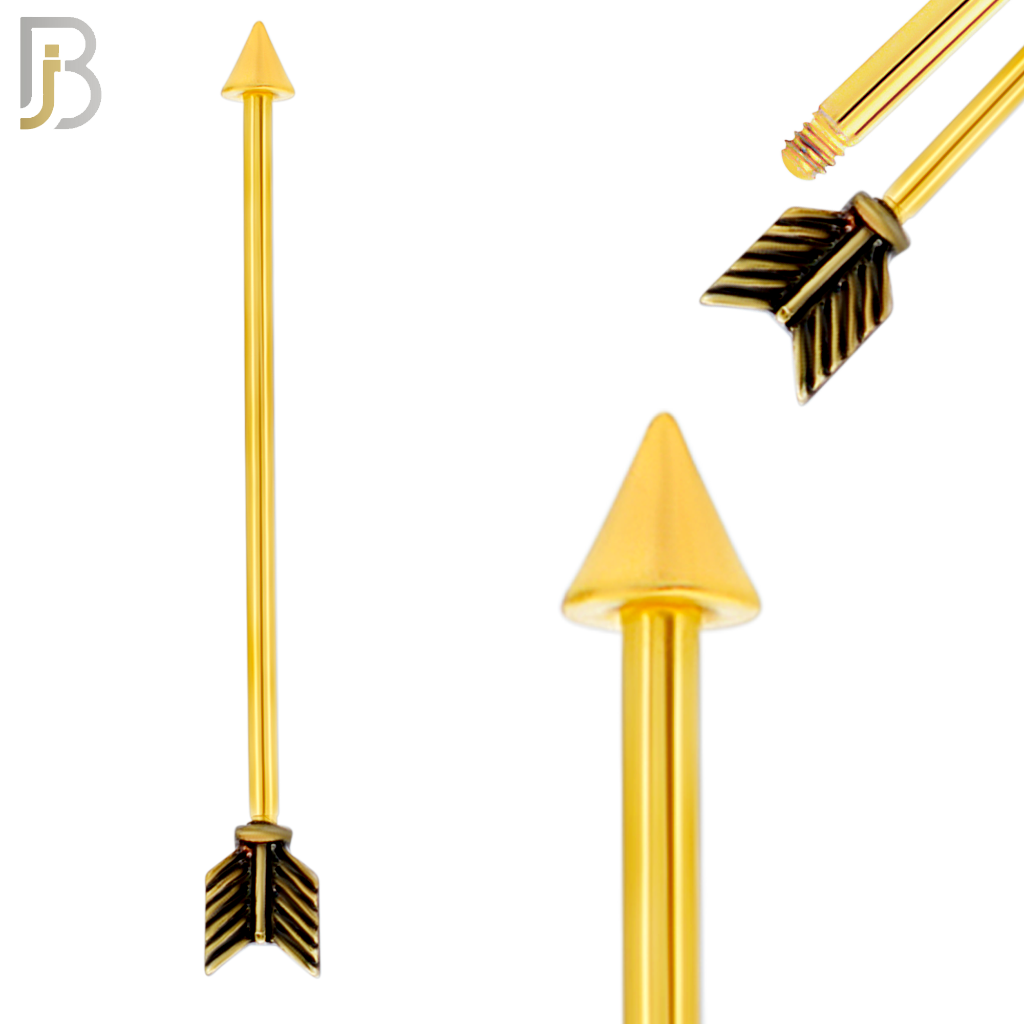 BB50 - 316L Surgical Steel Arrow Externally Threaded Industrial Barbell (PACK OF 4) image 2