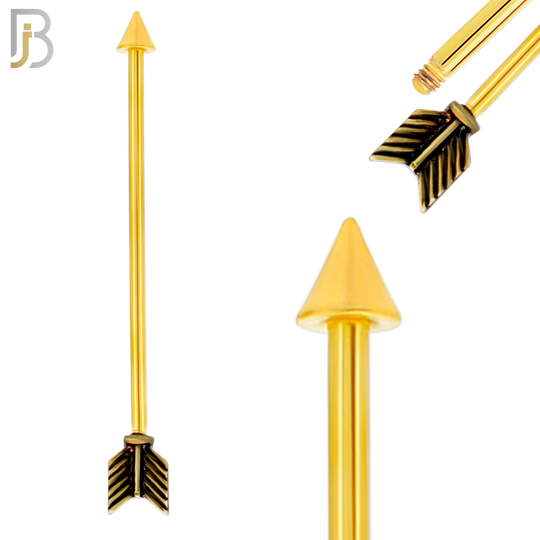 BB50 - 316L Surgical Steel Arrow Externally Threaded Industrial Barbell (PACK OF 4) image 2