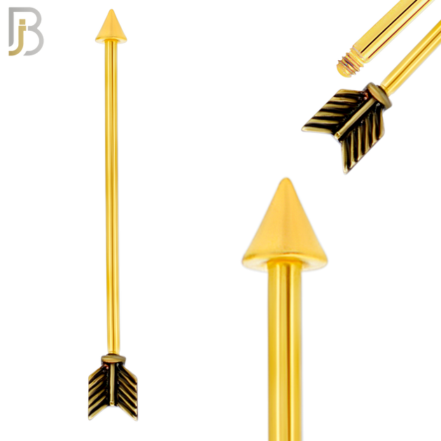 BB50 - 316L Surgical Steel Arrow Externally Threaded Industrial Barbell (PACK OF 4) image 2