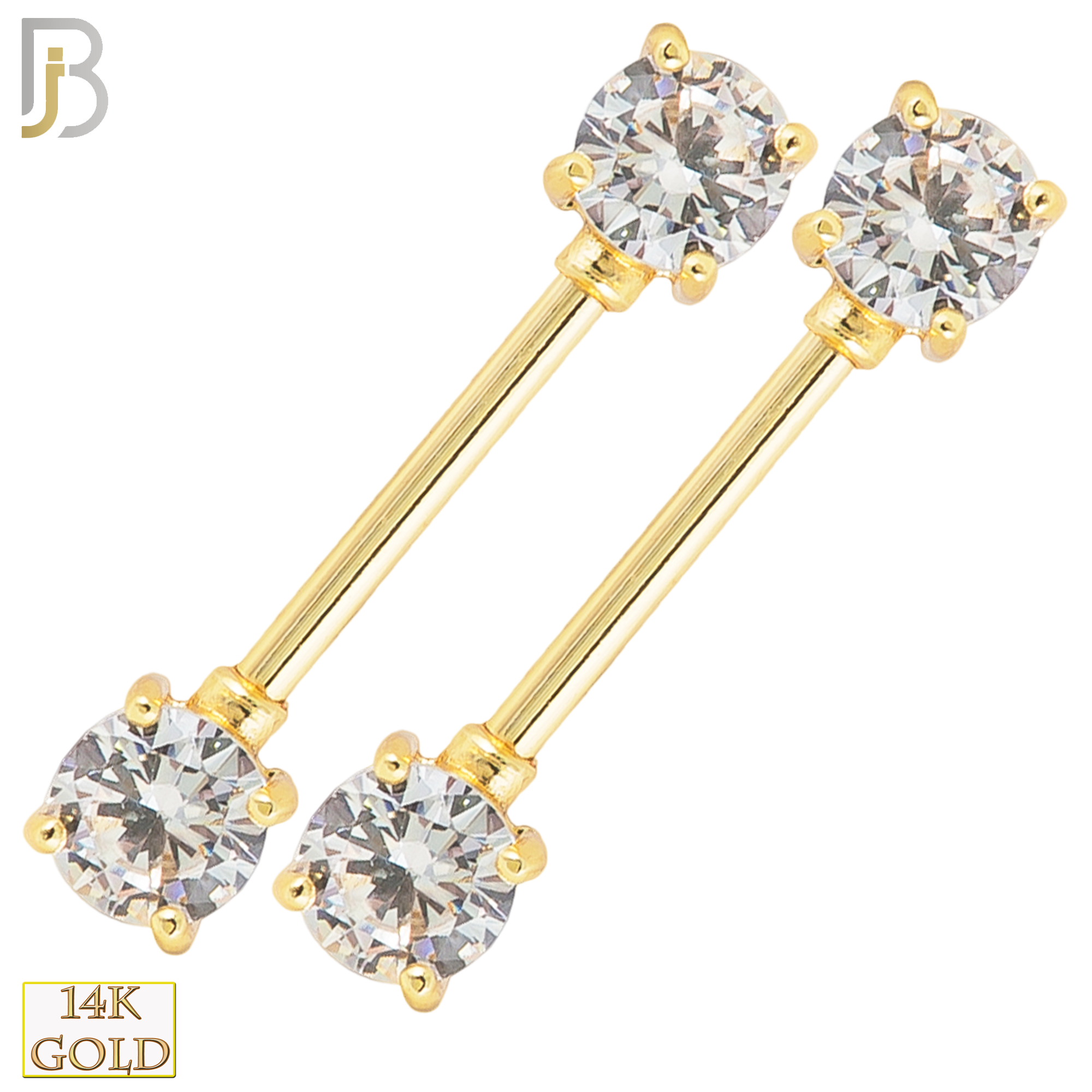 14-NP02 - 14k Solid Gold Nipple Piercing Round Prong Setting image 0