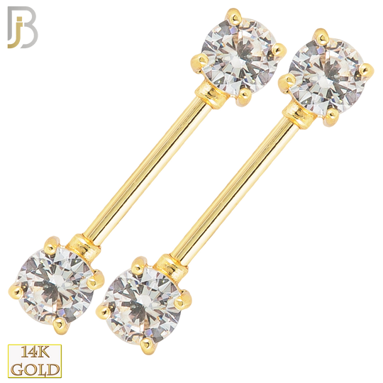 14-NP02 - 14k Solid Gold Nipple Piercing Round Prong Setting image 0