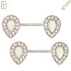 NP09 - 316L Surgical Steel Screw Teardrop Opal with Multi Zircon Nipple Ring Piercing image 1