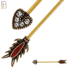 BB45 - 316 Stainless Steel Tribal Heart Shaped Head with (5) CZ Arrow Industrial Barbell (PACK OF 4) image 2