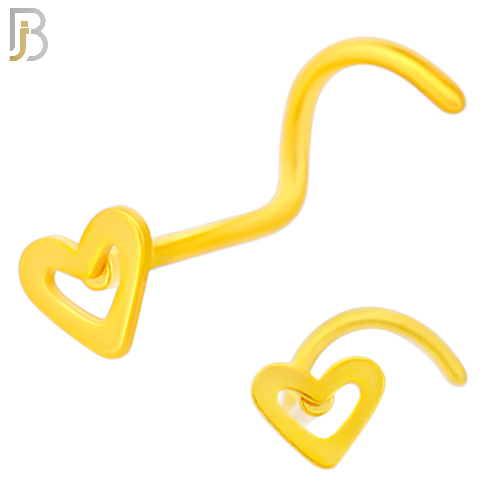 NR37C - 316L Surgical Steel Plain Hollow Heart Design Nose Screw (PACK OF 6) image 2