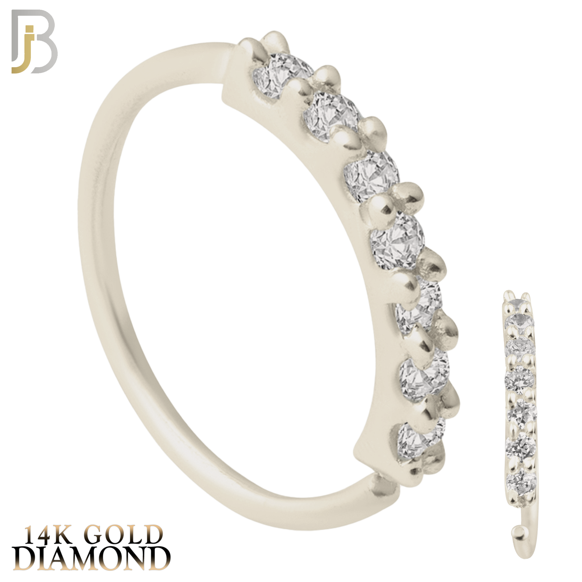 14-CT04D- 14k Solid Gold Prong Setting 7 Si1 Diamond Hoops Piercing Twist top Open image 1