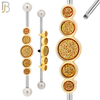 BB75 - 316L Surgical Steel Gold Sandpaper Medallion Cluster Industrial Barbell (PACK OF 4) image