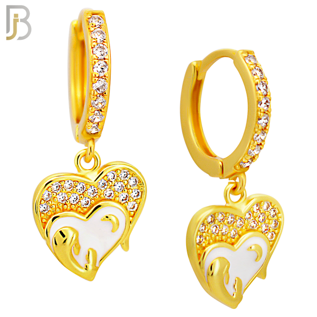 ES503 - 316L Stainless Steel Dangling Praying Virgin Mary Heart Huggies Earrings image 2