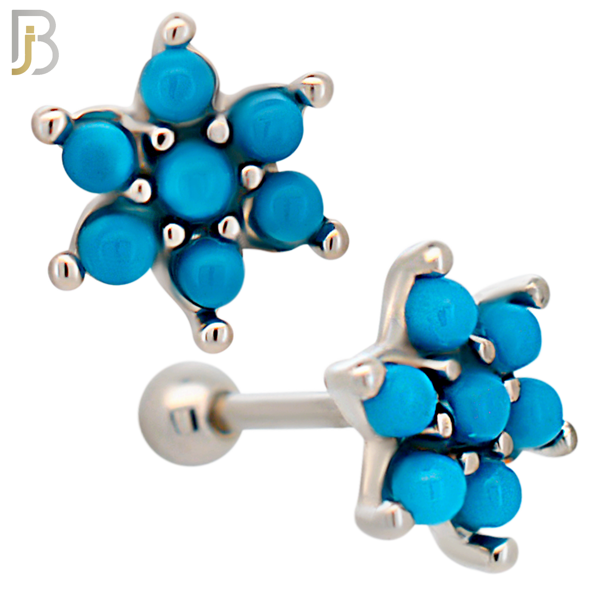 TB114 -  316L Stainless Steel Flower Tragus/Cartilage Barbell (PACK OF 6) image 0