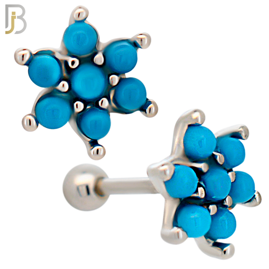 TB114 -  316L Stainless Steel Flower Tragus/Cartilage Barbell (PACK OF 6) image 0