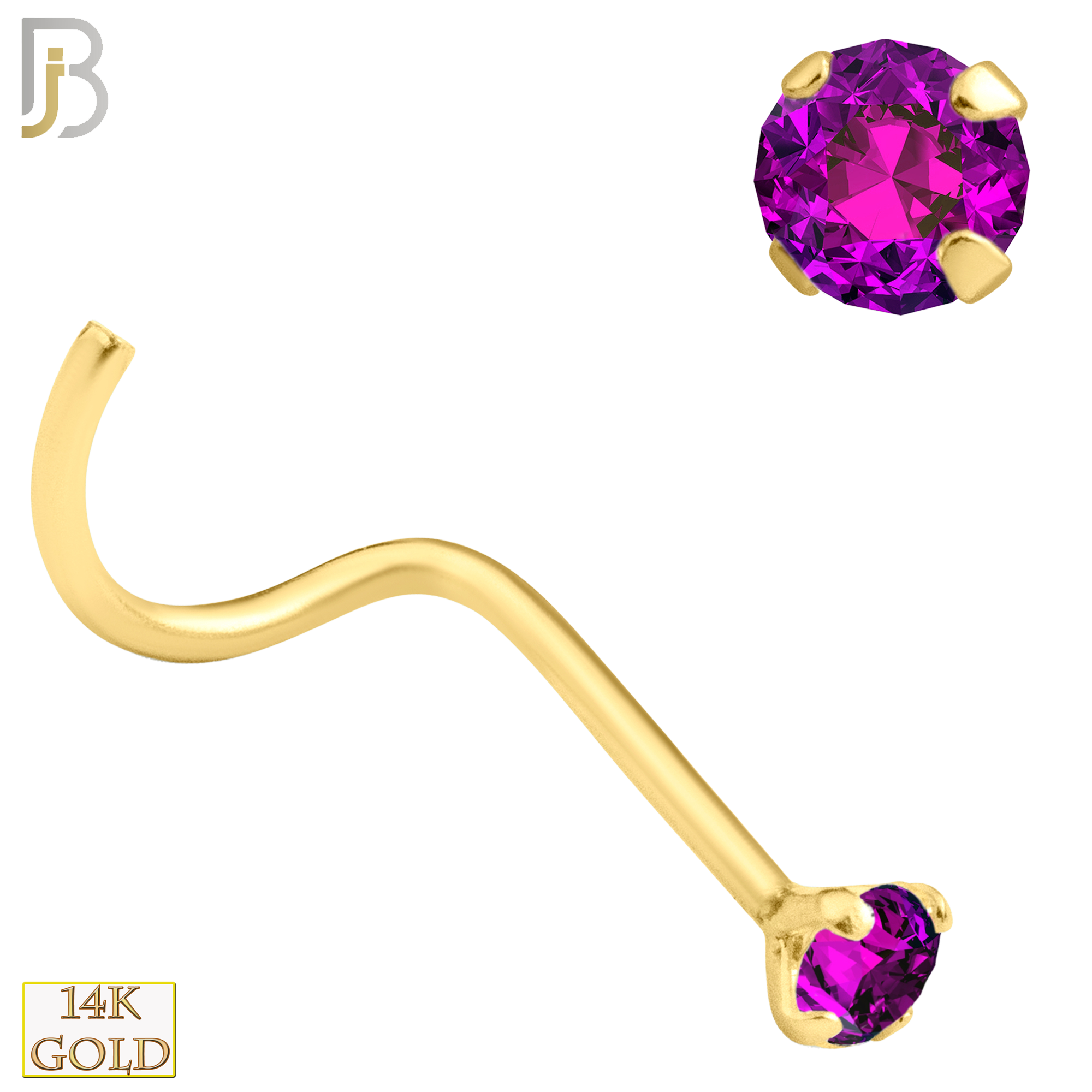 14-NR03YAR-20 - 20g-14k Yellow Gold Nose Screw with African Ruby in Prong Setting image 3