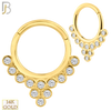 14-CT60 - 14K Solid Gold Hinged Hoops with Cluster Zircon in Bezel Setting image 0