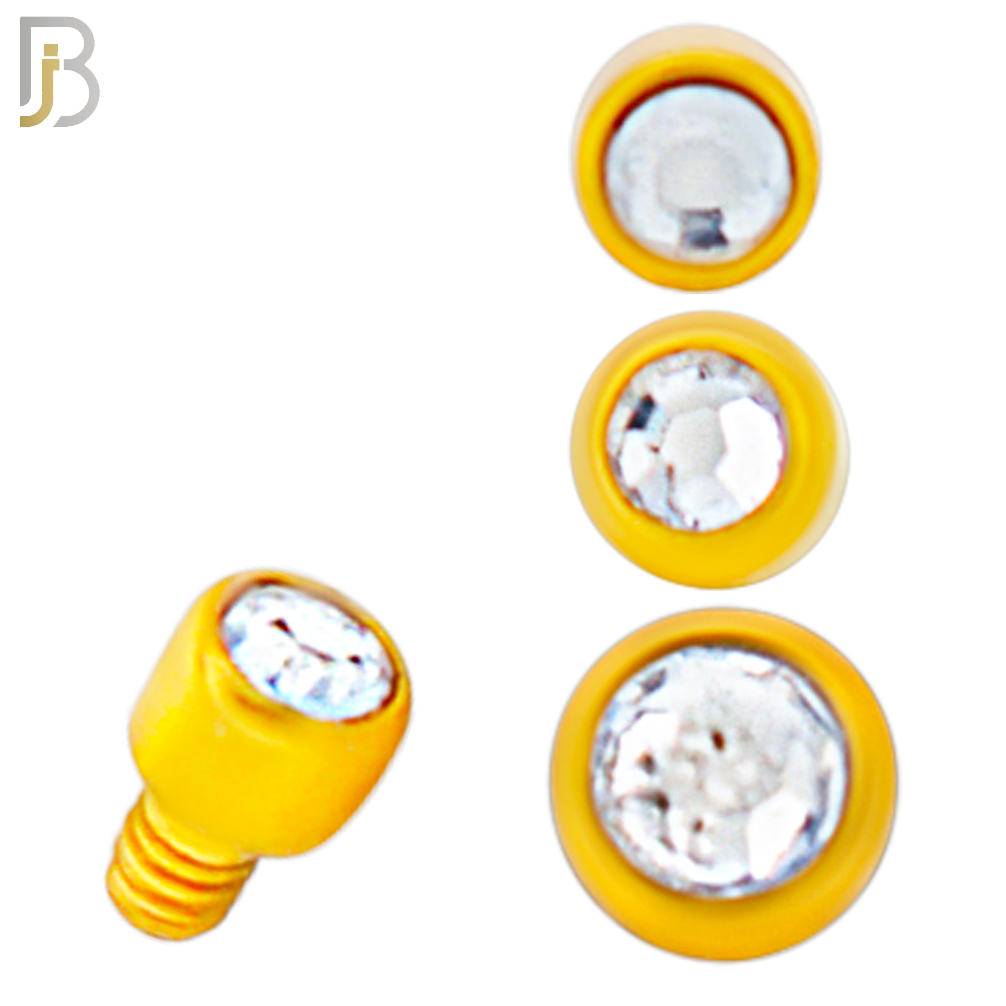 DM01GC -  Gold Plated Surgical Steel Dermal Bezel Clear Cubic Zirconia 1.2mm Screw Top (PACK OF 6) image 0