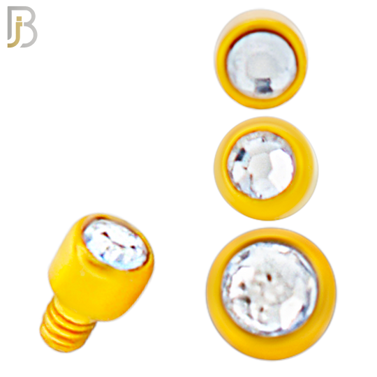 DM01GC -  Gold Plated Surgical Steel Dermal Bezel Clear Cubic Zirconia 1.2mm Screw Top (PACK OF 6) image 0